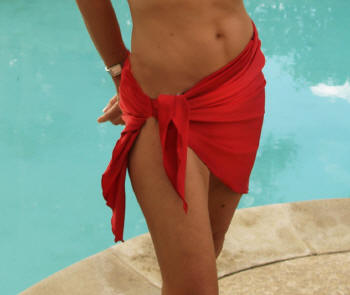red sarong cover-up